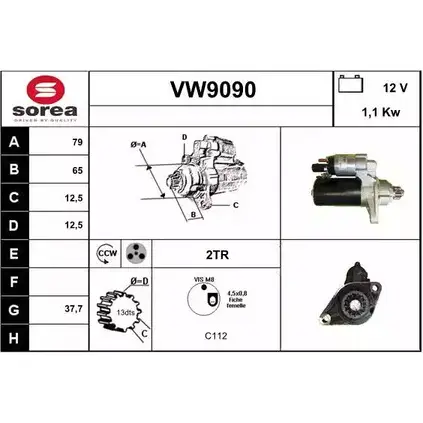 Стартер SNRA 1228737211 N4A XQT VW9090 JFV0YU2 изображение 0