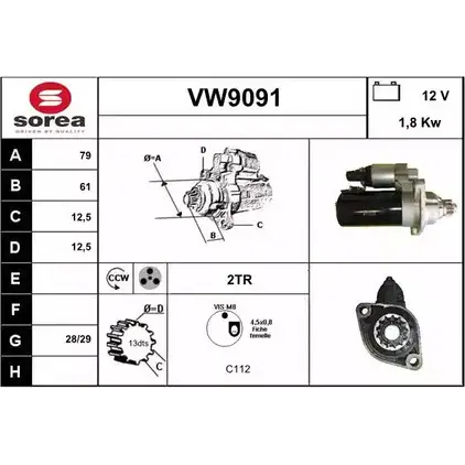 Стартер SNRA 1228737215 CXWF2 4P7 OOUT VW9091