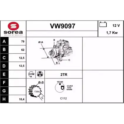 Стартер SNRA K4BK6 VW9097 29UX59 S 1228737237 изображение 0