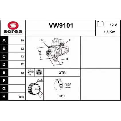 Стартер SNRA VW9101 S4 11XVH OYUKZL5 1228737253
