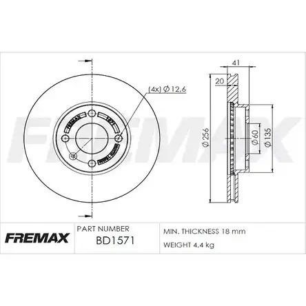 Тормозной диск FREMAX 224 OSN WLKDDS BD-1571 1228738845 изображение 0