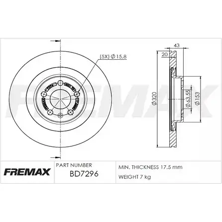 Тормозной диск FREMAX CYDZP6G WA1T 8Q BD-7296 1228744829 изображение 0