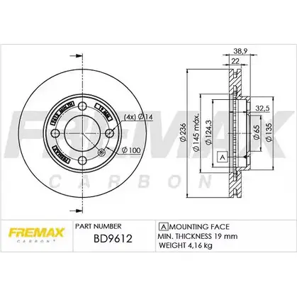 Тормозной диск FREMAX SA06Z 1228746125 BD-9612 POAF UB2 изображение 0