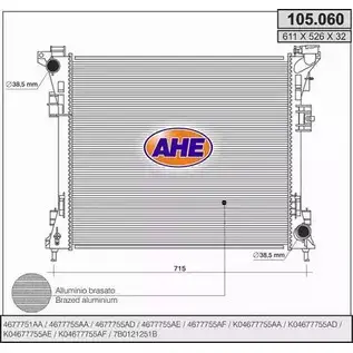 Радиатор охлаждения двигателя AHE 1229022381 105.060 2F UAO GHF7A изображение 0