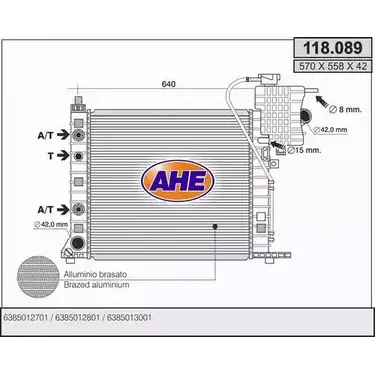 Радиатор охлаждения двигателя AHE AI5X UL 1229026573 118.089 9C730R изображение 0