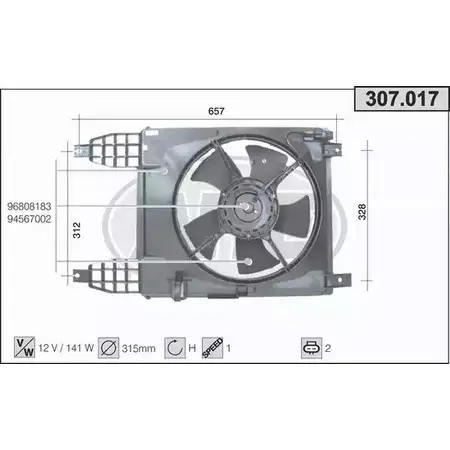 Вентилятор радиатора двигателя AHE 1229032319 307.017 OY9J NQ IJB33 изображение 0