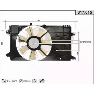 Вентилятор радиатора двигателя AHE 1229034251 317.015 B9 S1BJ LHTEU6 изображение 0