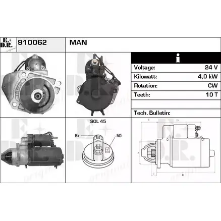 Стартер EDR 4XW47V 7MWL G7 1230995041 910062 изображение 0