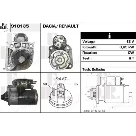 Стартер EDR 910135 J50WY 1230995701 M 5GPOER изображение 0