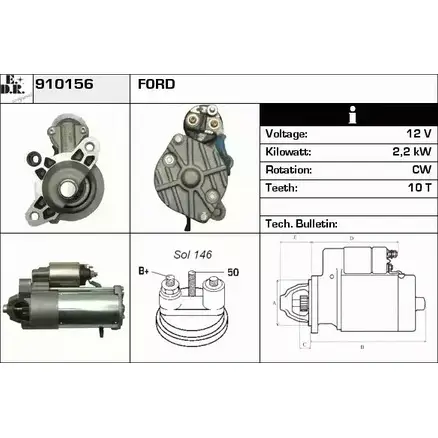 Стартер EDR 910156 1230995853 19BCH M 3ZPVBV изображение 0