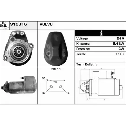Стартер EDR 067M282 910316 OU6E9 4 1230996971 изображение 0