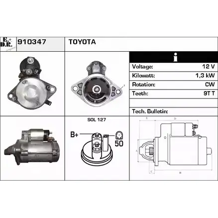 Стартер EDR 910347 1230997107 UY72U5I PMDZJL I изображение 0