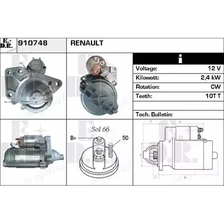 Стартер EDR 1230999613 3LQIN2O 910748 4T CBE2J