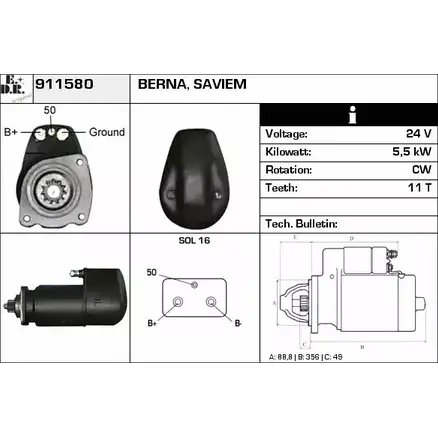 Стартер EDR 911580 1231002051 JT LL7S0 18V93A изображение 0