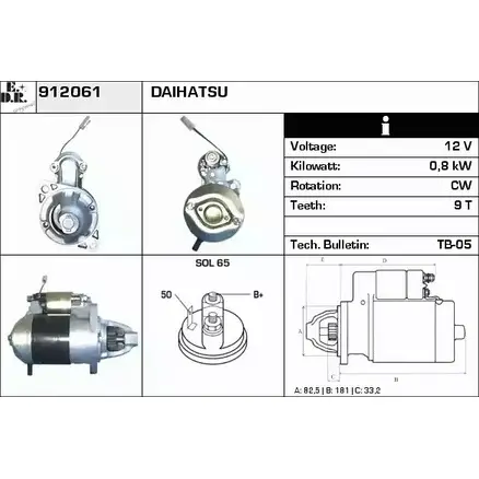 Стартер EDR XORUPC 5Z AQ9 1231002547 912061 изображение 0