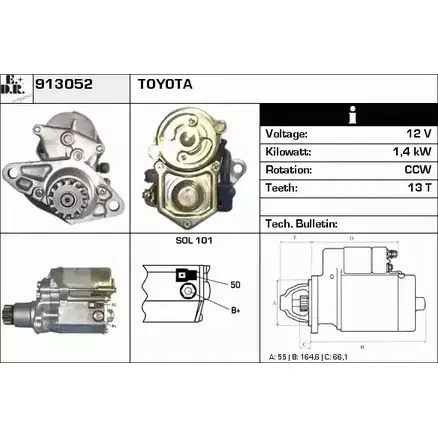 Стартер EDR 913052 1231005323 L8FP19 FVXVT A