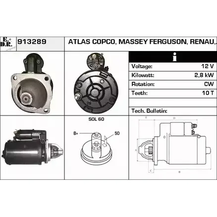 Стартер EDR X6V5D 913289 1231007565 9 4Y0DX изображение 0