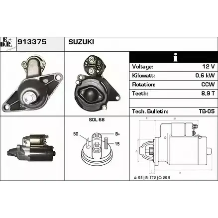 Стартер EDR 6A41OUN 913375 DXTIU 1 1231008025 изображение 0