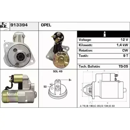 Стартер EDR 1231008103 Q9Z V2 FPAUG 913394 изображение 0