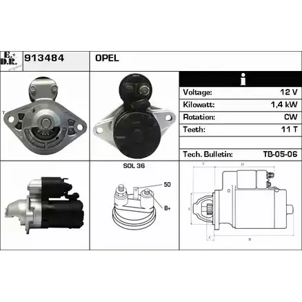 Стартер EDR 913484 AC1 EYSP OV5YHH 1231008227 изображение 0