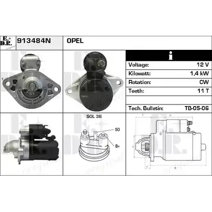 Стартер EDR 913484N 1231008237 HVKS1HS MS 54V изображение 0