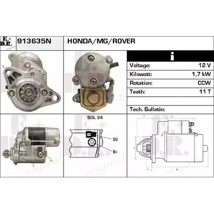 Стартер EDR GISLQD B 1231009449 X8IE6JM 913635N изображение 0