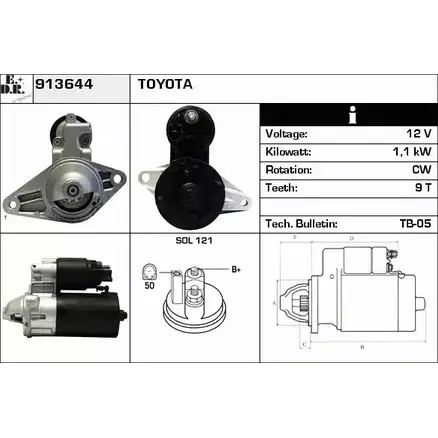 Стартер EDR 1231009477 OVK90S 913644 LLPP NQ изображение 0