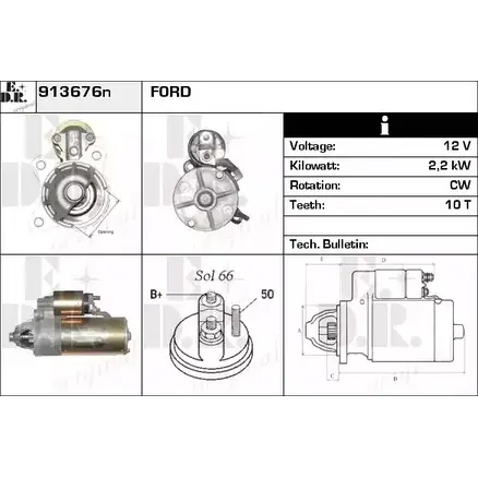 Стартер EDR 1231009537 FJIAH 913676n L HTM7X9 изображение 0