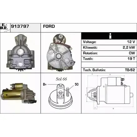 Стартер EDR 913797 WYY4J SBDF 9 1231010117 изображение 0