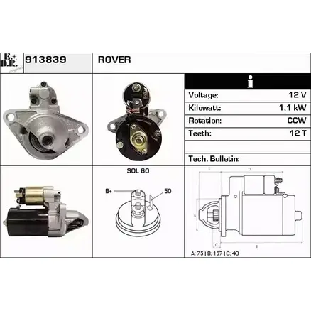 Стартер EDR 1231010593 K7D2R4 T 913839 LISOI