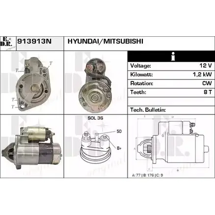 Стартер EDR 913913N VYYM2M LW3P2X W 1231011319 изображение 0