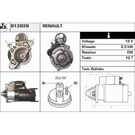 Стартер EDR 1231011449 VT4YZ 913939 W AT1YY