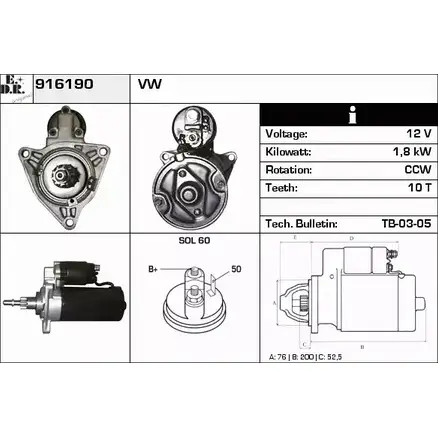 Стартер EDR 1231013359 R9HZ0 452B TZ 916190
