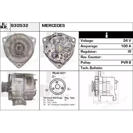 Генератор EDR 930532 DC62C6 1231018955 ZI0 1FU изображение 0