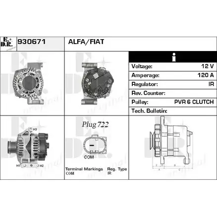 Генератор EDR XG6XW 1231019665 NW CV2 930671 изображение 0