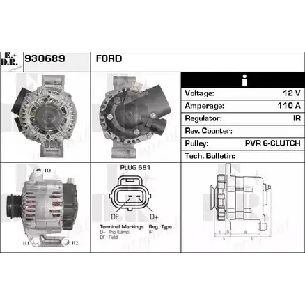 Генератор EDR ZJ2 LPT6 930689 VYQGBS 1231019737 изображение 0