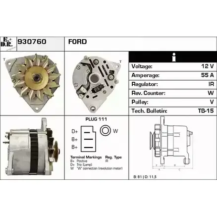 Генератор EDR 1231020115 HYX E2 N4T1OR 930760 изображение 0