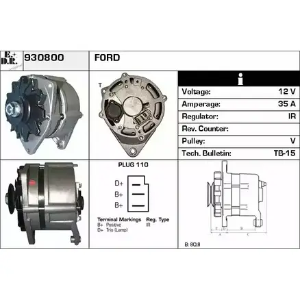 Генератор EDR S KJLZY4 930800 1231020423 IBICXF изображение 0