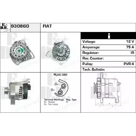 Генератор EDR 930860 I2 4ZVPB 1231020783 DZS4AVS изображение 0