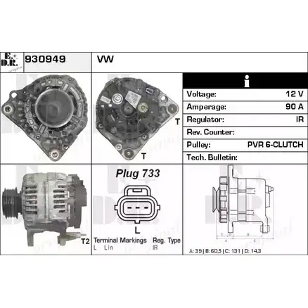 Генератор EDR 930949 7D5K3 1231021401 WOB5 X изображение 0