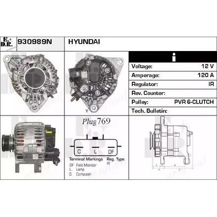 Генератор EDR 930989N 1231021613 D4O460H 2AU UR