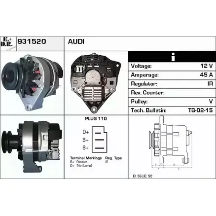 Генератор EDR 931520 ZXMPUE 1231024683 OA PXJR изображение 0