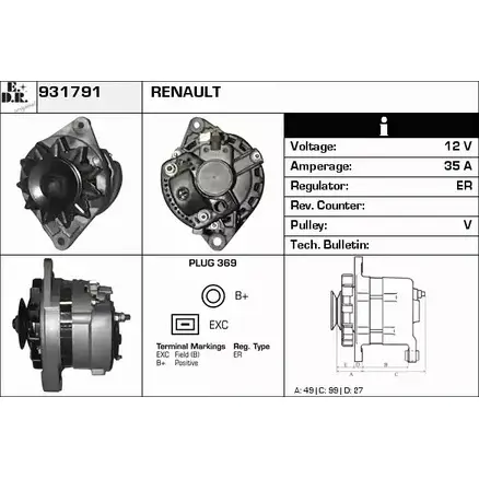 Генератор EDR BAHXO 7XF7YG B 931791 1231025857