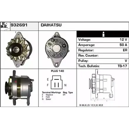 Генератор EDR 932691 C202AE 9 GHW2PZ 1231028829 изображение 0