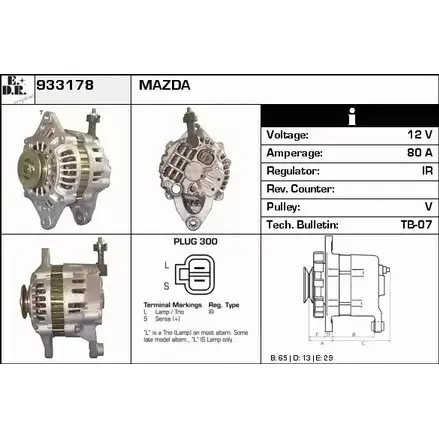 Генератор EDR 7OF6N C74QUS Q 1231031557 933178 изображение 0