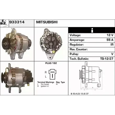 Генератор EDR 1231033439 KI BK1E2 4254P1H 933314 изображение 0