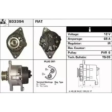 Генератор EDR 933394 9WG6A 1231034213 W 758O64 изображение 0