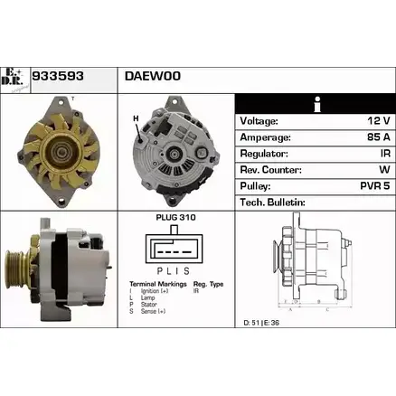 Генератор EDR 1231035351 933593 WO5K 9G 38HDSP4 изображение 0