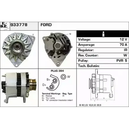 Генератор EDR QP D8MU1 1231036167 X6U1N 933778