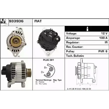 Генератор EDR 68DLAZ 1231037305 YR GX0 933936 изображение 0